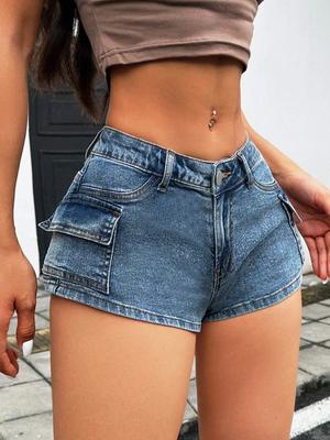Mid-Waist Hip-Hugging Super Short Denim Summer Shorts - Elastic Slimming Retro Style