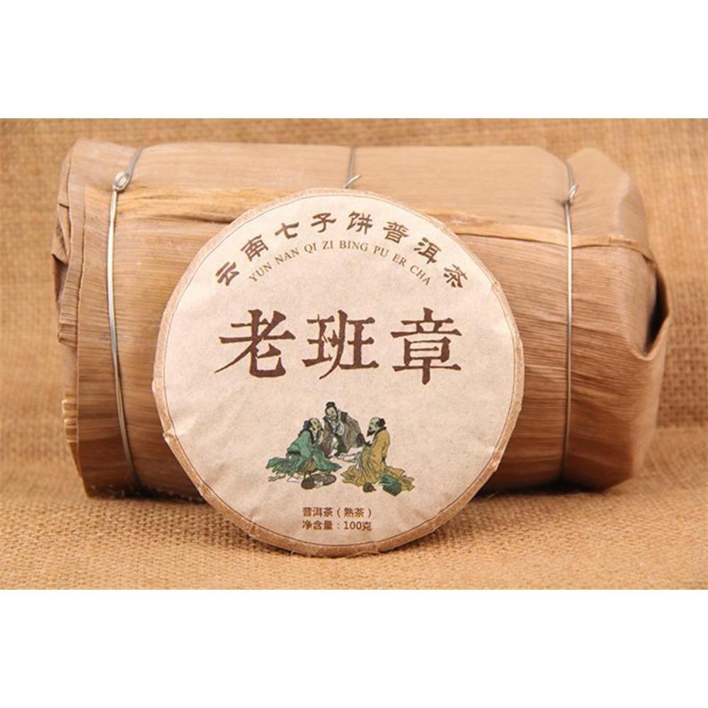 100g Yunnan Pu'er Old Ban Zhang Ripe Tea Seven Cakes Black Pu Erh Organic