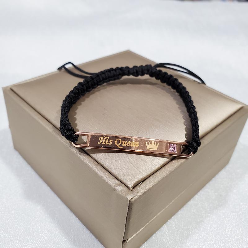 Couple Bracelet Woven Crown for Men and Women His Queen Her King Letter Jewelry