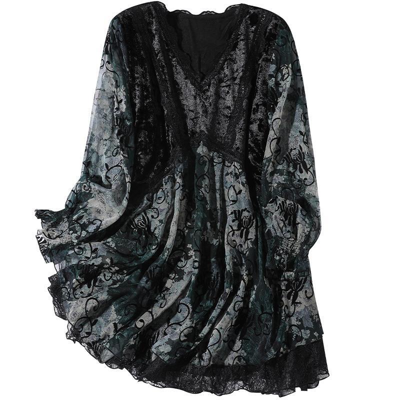 

Женские шифоновые блузки в стиле весна-осень, топы, повседневные женские топы с V-образным вырезом и длинным рукавом, длинные блузы XS