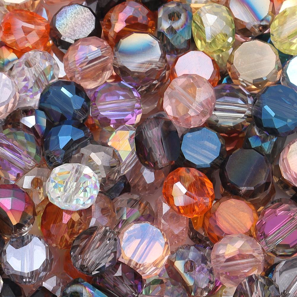 30pcs 8mm Flat Round Faceted Crystal Beads Colorful Loose Spacer Glass Beads For Jewelry Making DIY Bracelet Earring Accessories