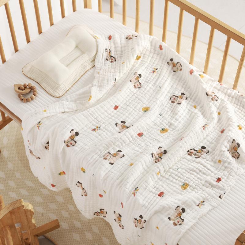 110x110cm High Density Pure Cotton Six-Layer Gauze Baby Bath Towel and Toddler Blanket