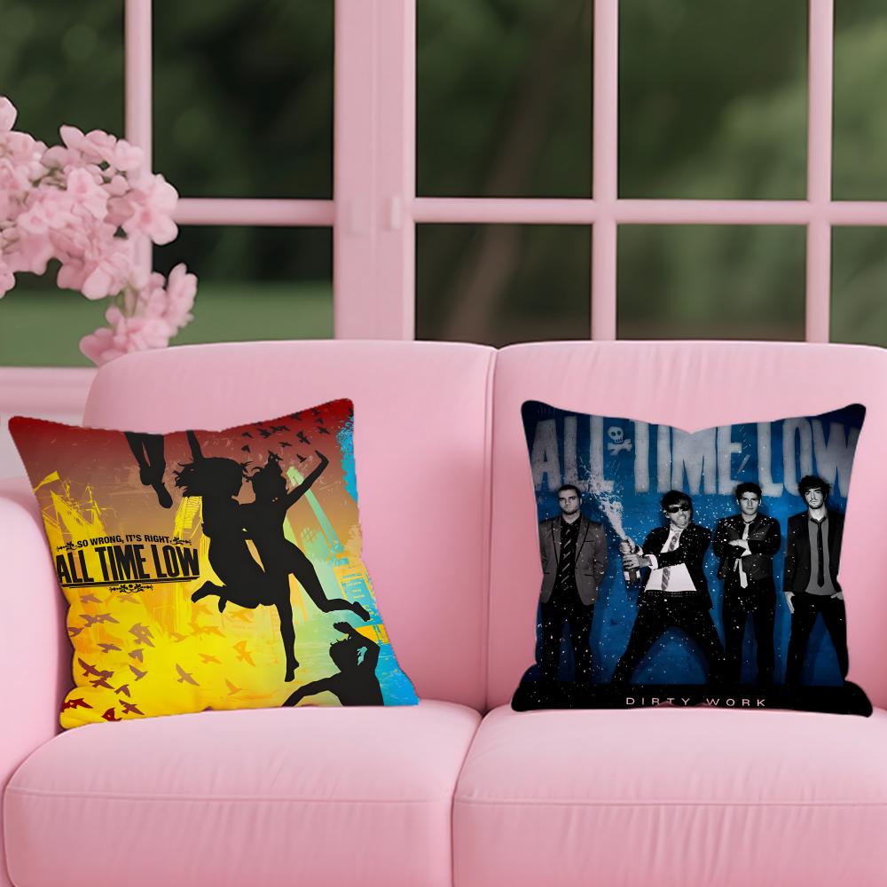 all time low rock band Cushion Cover Reversible Plush Pillow Cover – For car, sofa, bedroom, perfect as a gift.
