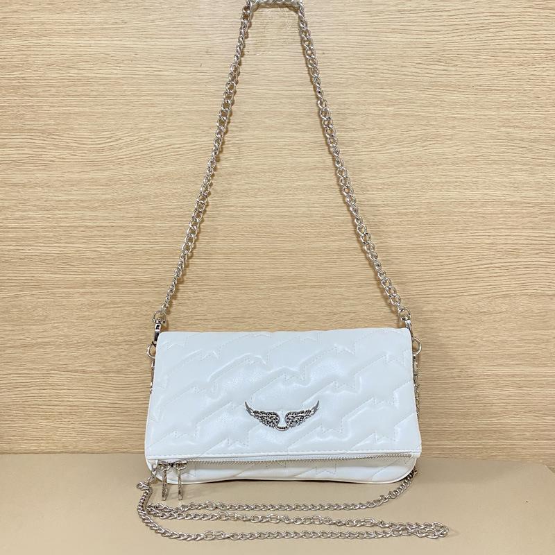 Schoolbag Women's French Fashion Zv Bag With Diamond Wings Retro Chain Messenger Bag Luxury Design Casual Simple Shoulder Bag