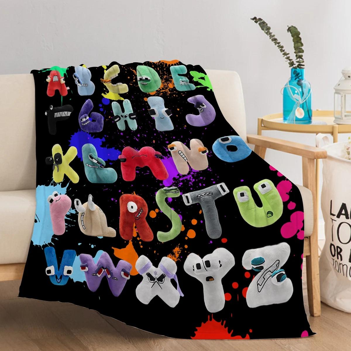 

Funny Alphabet Blanket Colourful Alphabet Printed Soft Flannel Office nap Blankets Warm Cozy Blanket Lore for Teens Adults Decor 75x90cm