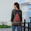3/4 Sleeve Shirts For Women Print Christmas Tees Blouses Casual Plus Size Basic Tops Pullover