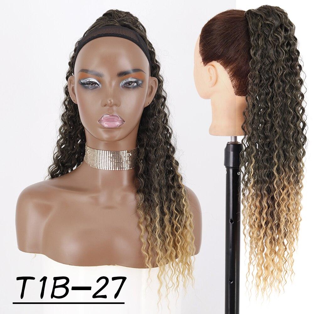 MISS WIG Women Long Kinky Curly Ponytail Hair Extensions Synthetic Drawstring Ponytail 26Inch Chip-In Wig Wrap Around Ponytail