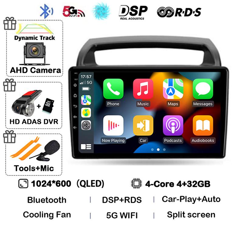 Android 14 WIFI+4G CarPlay Auto Car Radio For KIA Carnival VQ 2006 - 2014 Autoradio Multimedia Player Navigation GPS Stereo DSP