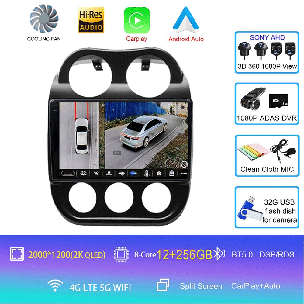 Android14 Video Player Car Radio For Jeep Compass Patriot 2010 - 2016 Autoradio Stereo 2 Din GPS Navigation Carplay DSP OBD CD