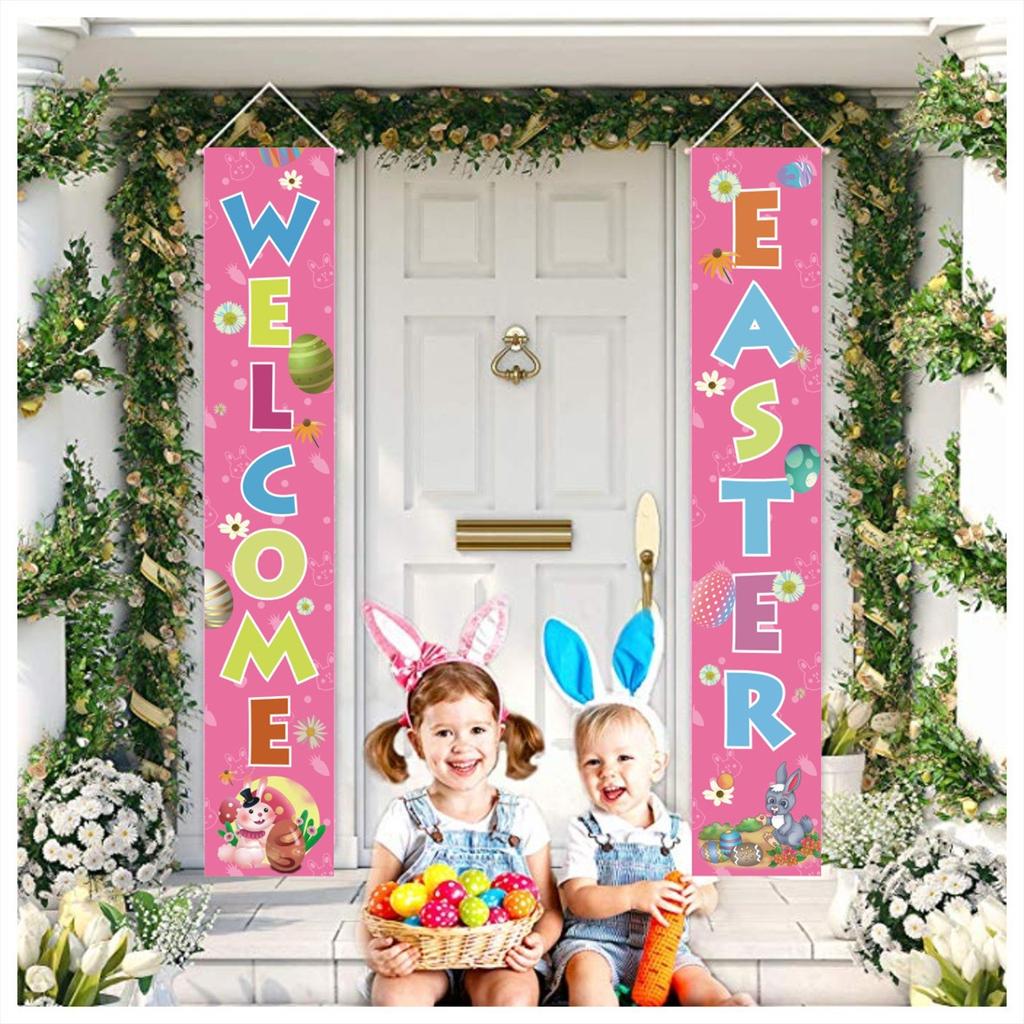 Ostern Veranda Zeichen Frohe Ostern Banner Indoor Outdoor Wand Hängen Flagge Banner