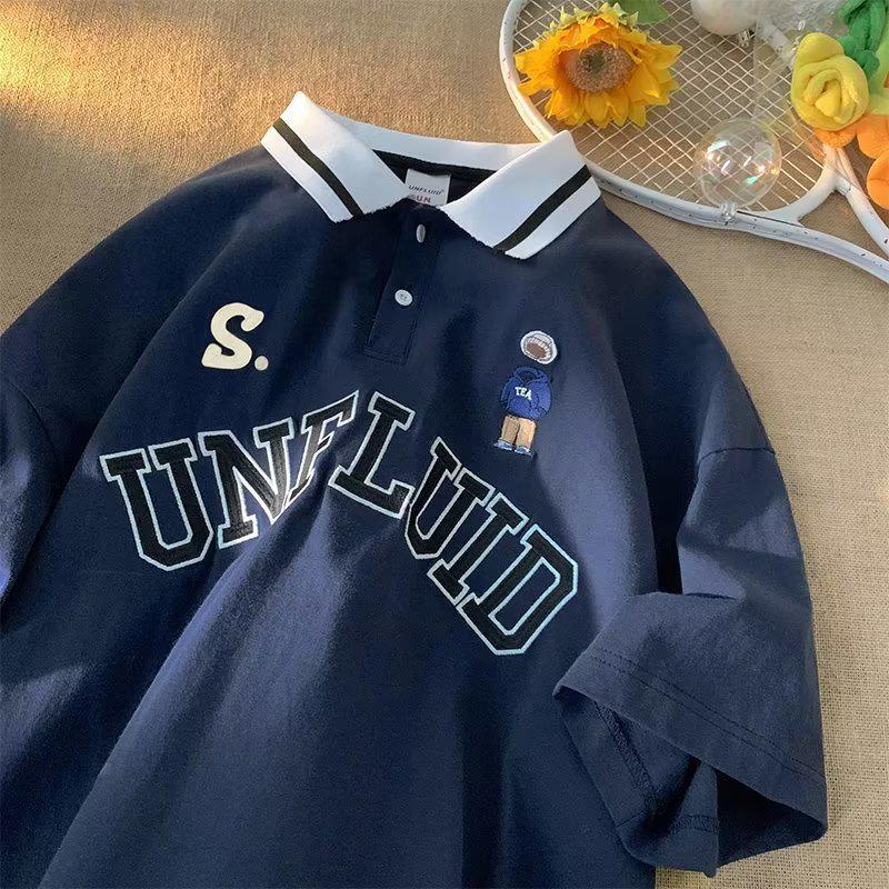 

Мужская приталенная рубашка поло в корейском стиле: Модный летний топ с короткими рукавами 2023 года XL синий