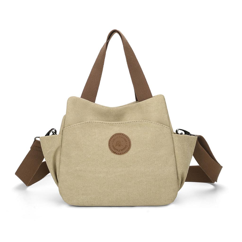 Vintage Canvas Shoulder Bag For Women With Zipper Pockets And Retro Style For Daily Use