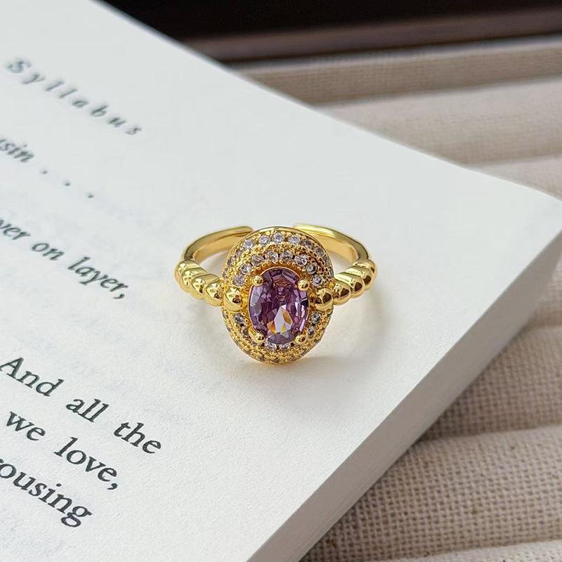 Medieval French Retro Full Diamond Open Ring Fashion High Sense Temperament Niche Design Exquisite Diamond Accessories Women