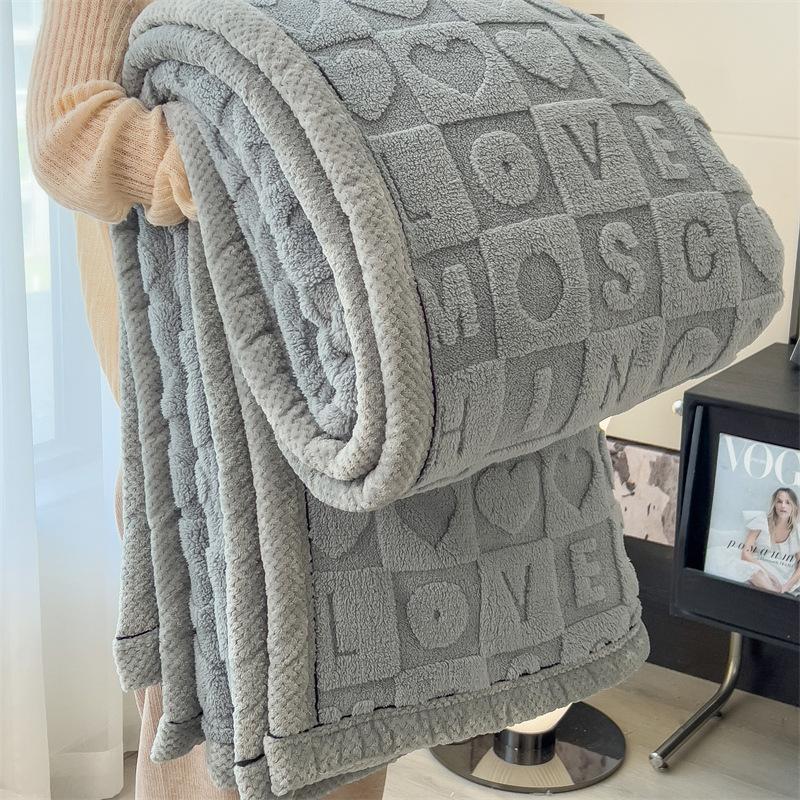 

Solid Color Taffeta Velvet Carved Blanket Thick Double-Sided Plush Multifunctional Blanket Office Nap Quilt Nap Blanket Fleece Blanket 70X100cm 1PCS