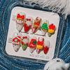 Dopamine Christmas Bear Manicure: Handmade Wearable Cartoon Fake Nails