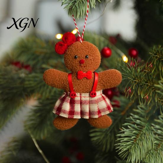 Christmas Wreath Embellishments 3 Pcs Mini Plush Gingerbread Man Ornaments, Small Stuffed Cute Xmas Tree Decor Decoration for Holiday Home Decor,