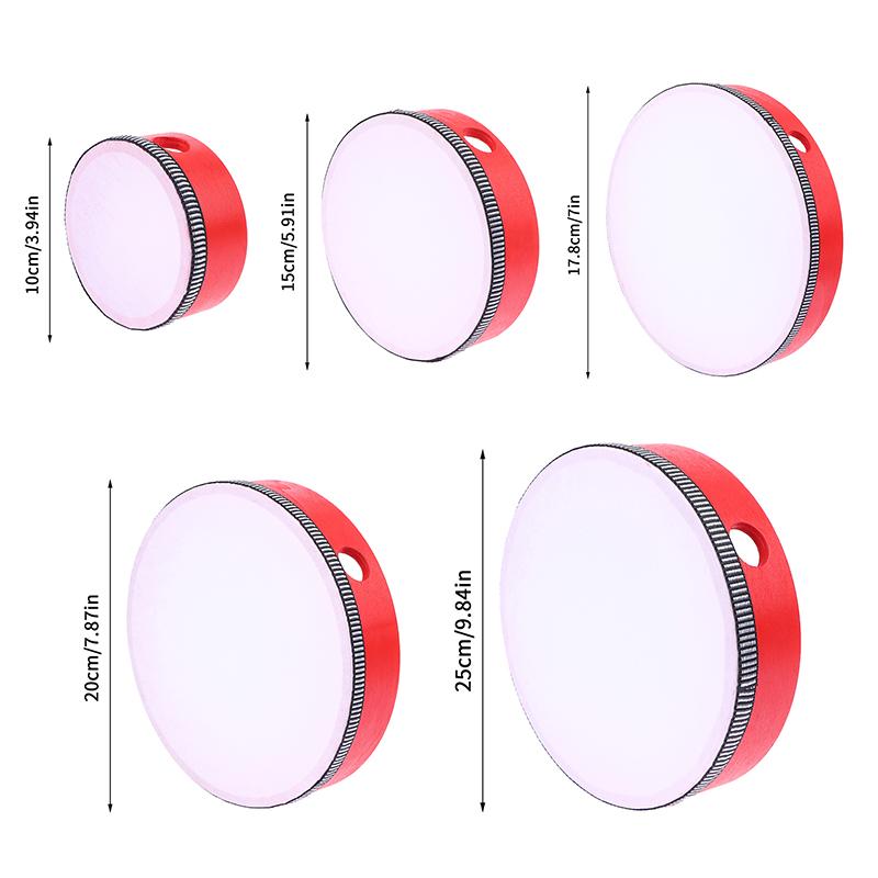 Kids Wooden Hand Drum Music Percussion Instrument Red Handheld Percussion Hand Drum Educational Toys Hand Beat