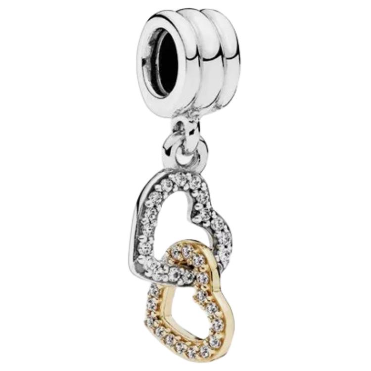Pandora Original Design Zircon 925 Silver 14K Gold Jewelry Accessories Couple Unisex Jewelry 792068CZ Box