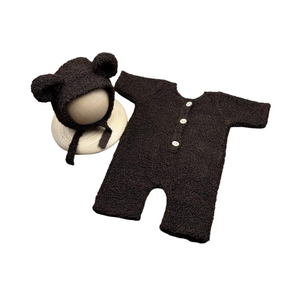 With Hat Newborn Photo Prop Outfit Bear Design Photography Outfit Set  for Newborn