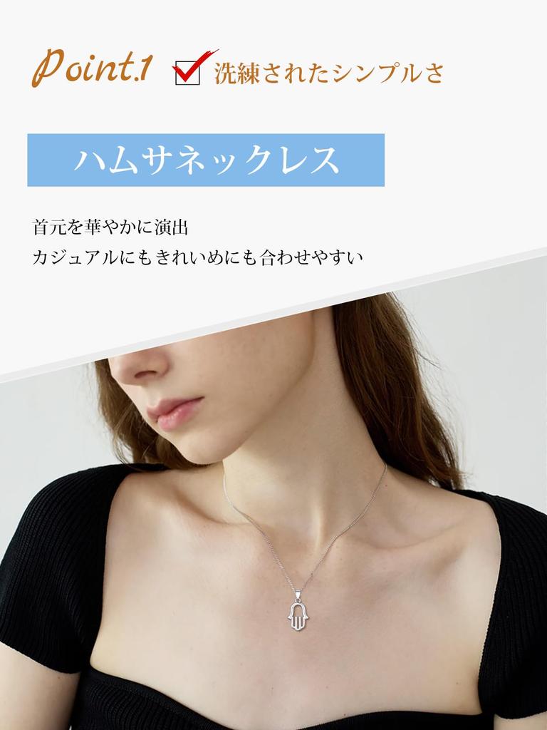 Collana Hamsa 925 Argento Mano di Fatima Ciondolo Amuleto Amuleto Medio Oriente [Suplight] Donna