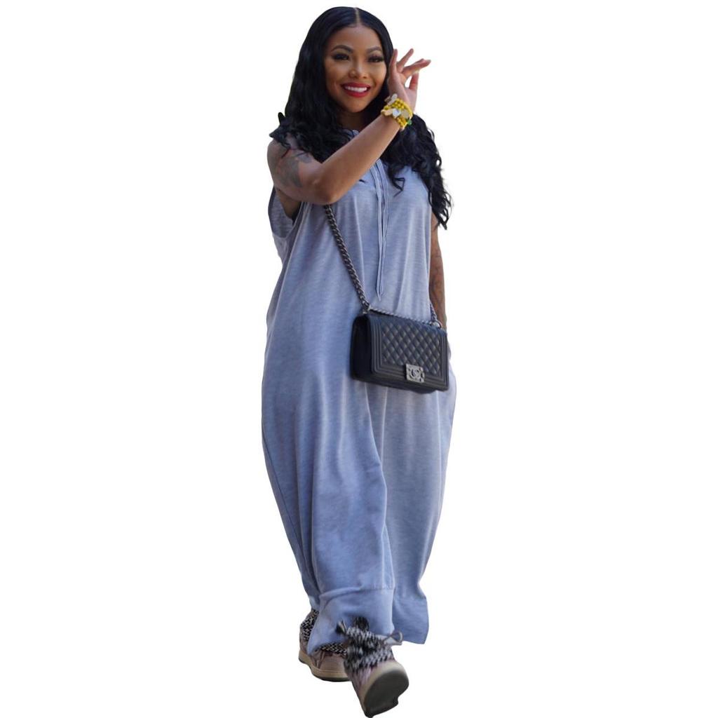 Evropské a americké dámské bezrukávové šaty s kapsami a pláštěm