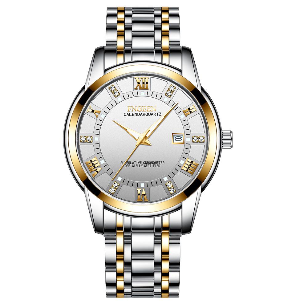Watch Men's New Waterproof Sports Fine Steel Belt Luminous Quartz Student Fashion Trend Men's Watch Non-Mechanical