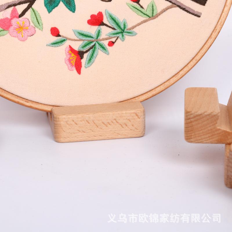 Double Slot Lazy Solid Wood Mobile Phone Holder Embroidery Diy Creative Beech Embroidery Stretch Wooden Ornament Solid Wood Base