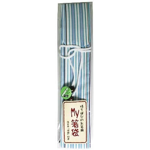 Ishida My Chopsticks Case, Made in Japan, Pouch-Shaped, Striped, Blue