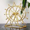 Elegant Rotating Ferris Wheel Iron Desk Ornament Simple Lines Small Home Office Decor