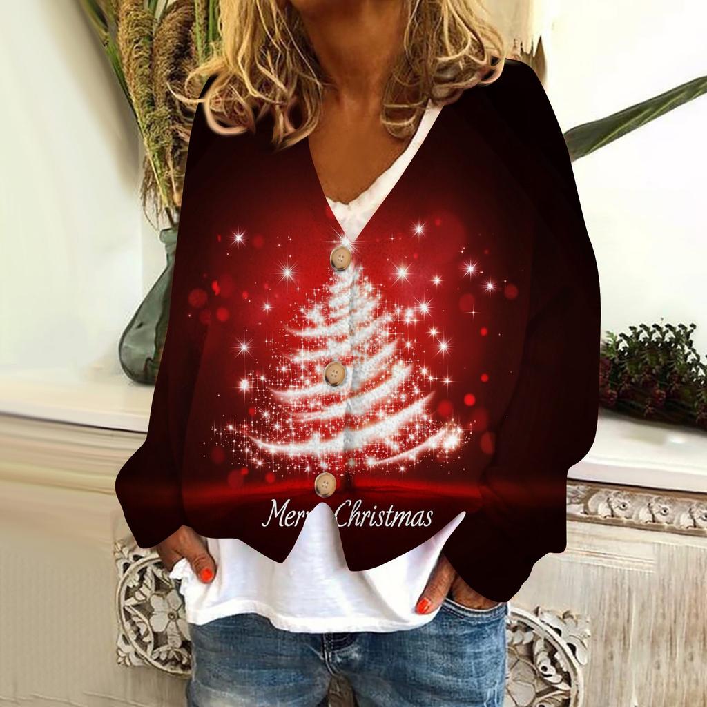 Women's Fashion Short Coat Casual Long Sleeve  Printed Single Breasted Plush Top