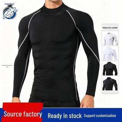 Maglia Sportiva PRO da Uomo con Collo Alto a Manica Lunga ad Asciugatura Rapida per Corsa e Pallacanestro
