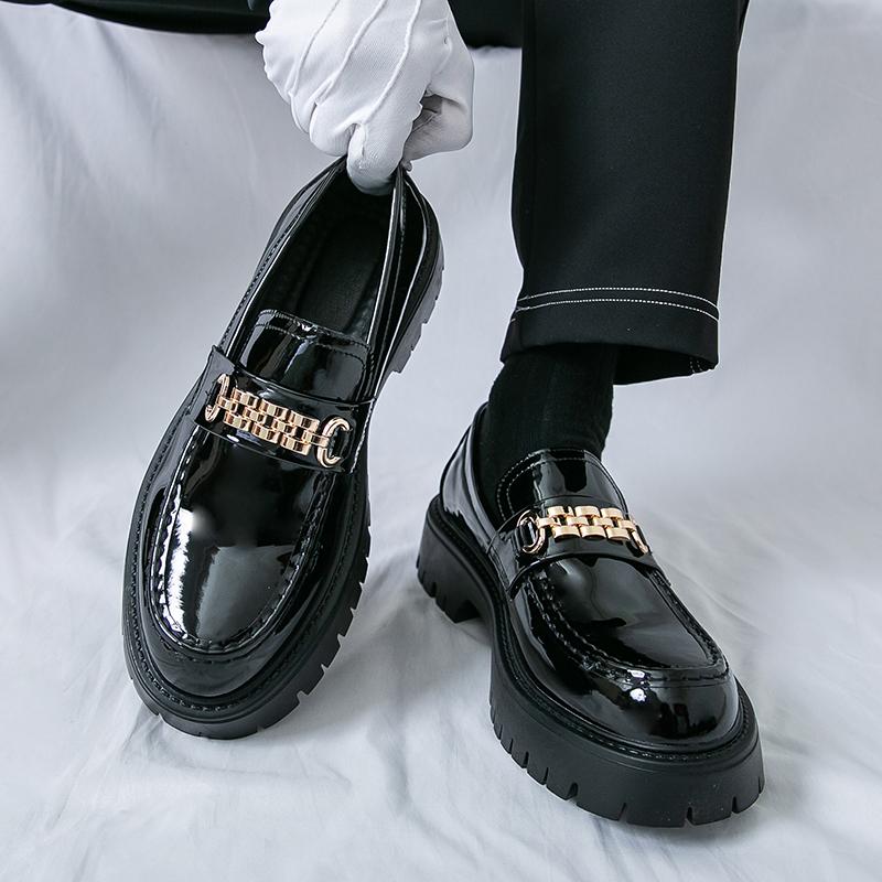 Moda Novo Masculino Moderno Sapatos Mocassins Aumentadores de Altura Casuais de Solado Grosso Resistentes ao Desgaste para Caminhada Viagem Sapatos de Couro Tamanhos 38-46 Sapatos Masculinos