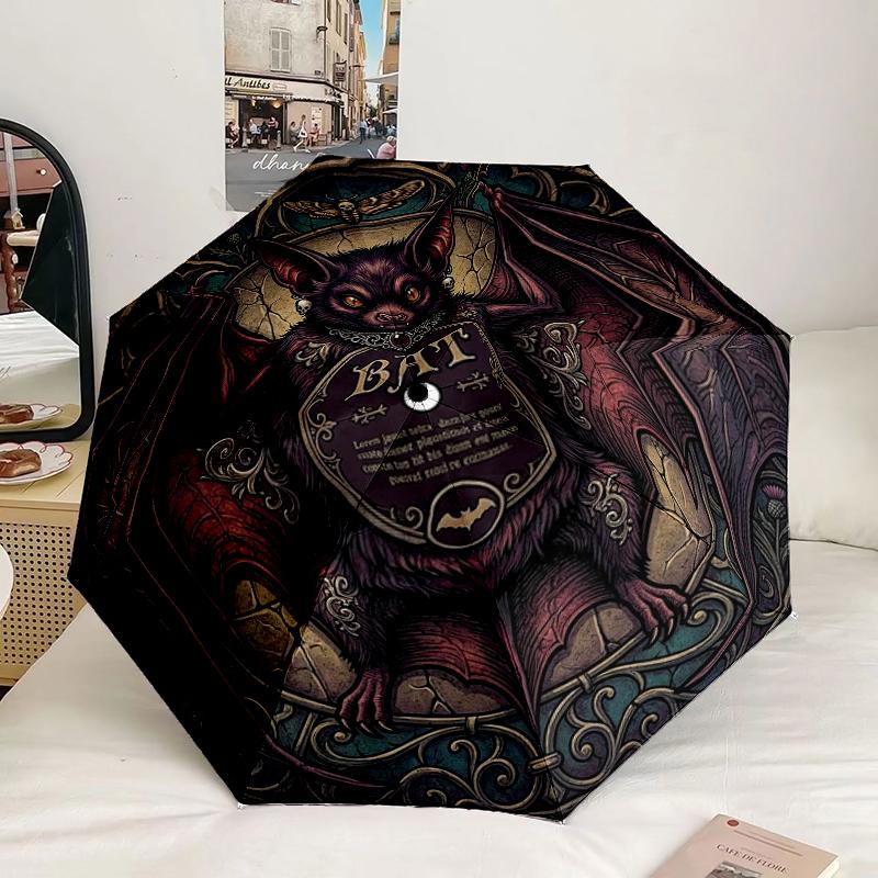 Stained Glass Bat Design Umbrella 8-Frame for Travel, camping, Casual Lightweight Portable Umbrella, Essential for every family Holidays Gift