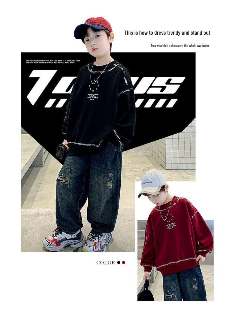 Jungen Sweatshirt mit Farbverlauf und langen Ärmeln - Herbst 2025 Streetstyle