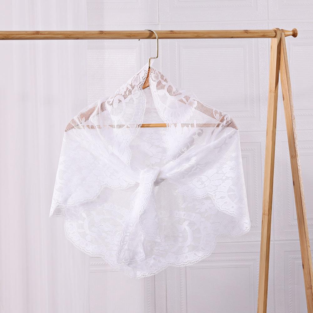 Cute Lace Flower Shawl Thin Bandanas for Women Fashion Sweet Headscarf Shawl  Pastoral Style