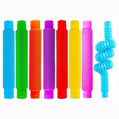 Lot de 8 Grands Tubes Pop Jouets Fidget Jouet Sensoriel pour Soulagement du Stress de l'Anxiété pour Enfants Adultes Jouets d'Apprentissage Tout-Petits Tube Étirable