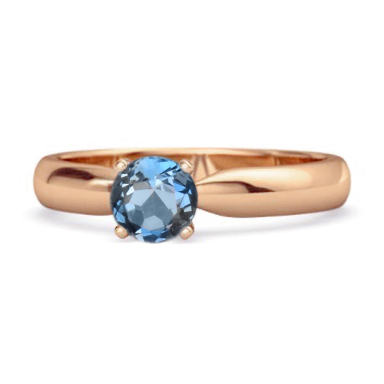 

London Blue Topaz Classic Solitaire Ring - 925 Sterling Silver Rose Gold Vermeil 11.5 Яскраво-рожевий
