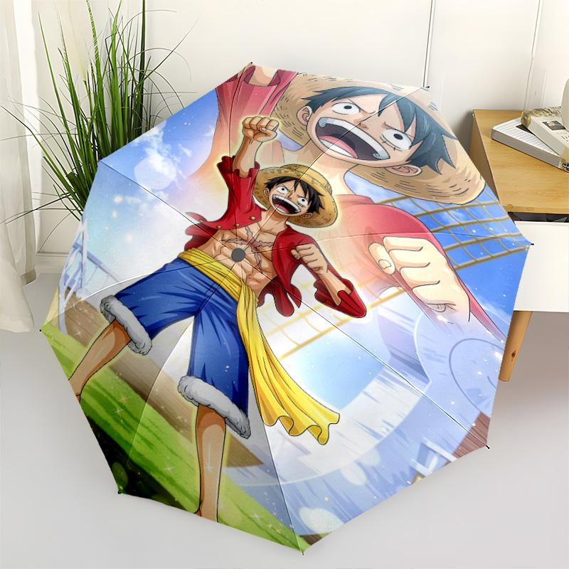 1 PC Automatic Folding Umbrella - One Piece Monkey D Luffy Pattern Portable Foldable Design With 8 Ribs Christmas Birthday Gifts