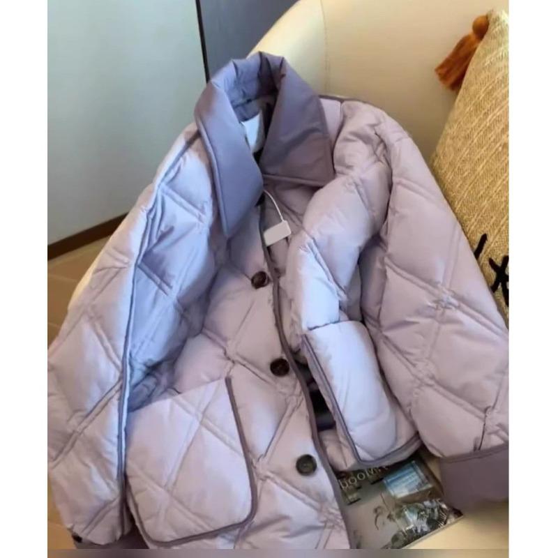 Haină de bumbac largă pentru femei, jacket subțire la modă cu rever și nasturi, îmbrăcăminte exterioară casual pentru iarnă și toamnă