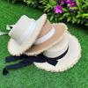 Summer Beach Hat, Wide Brim Straw Sun Hat, Sun Protection Foldable Hat with Ribbon Bow, Women Hat for Outdoor Travel Beach Trips