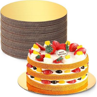 6/8/10 Zoll Goldene Runde Kuchenbretter Kreis Kartonbasis Cupcake Dessert Tablett Geburtstagsfeier Kuchen Dekorationszubehör