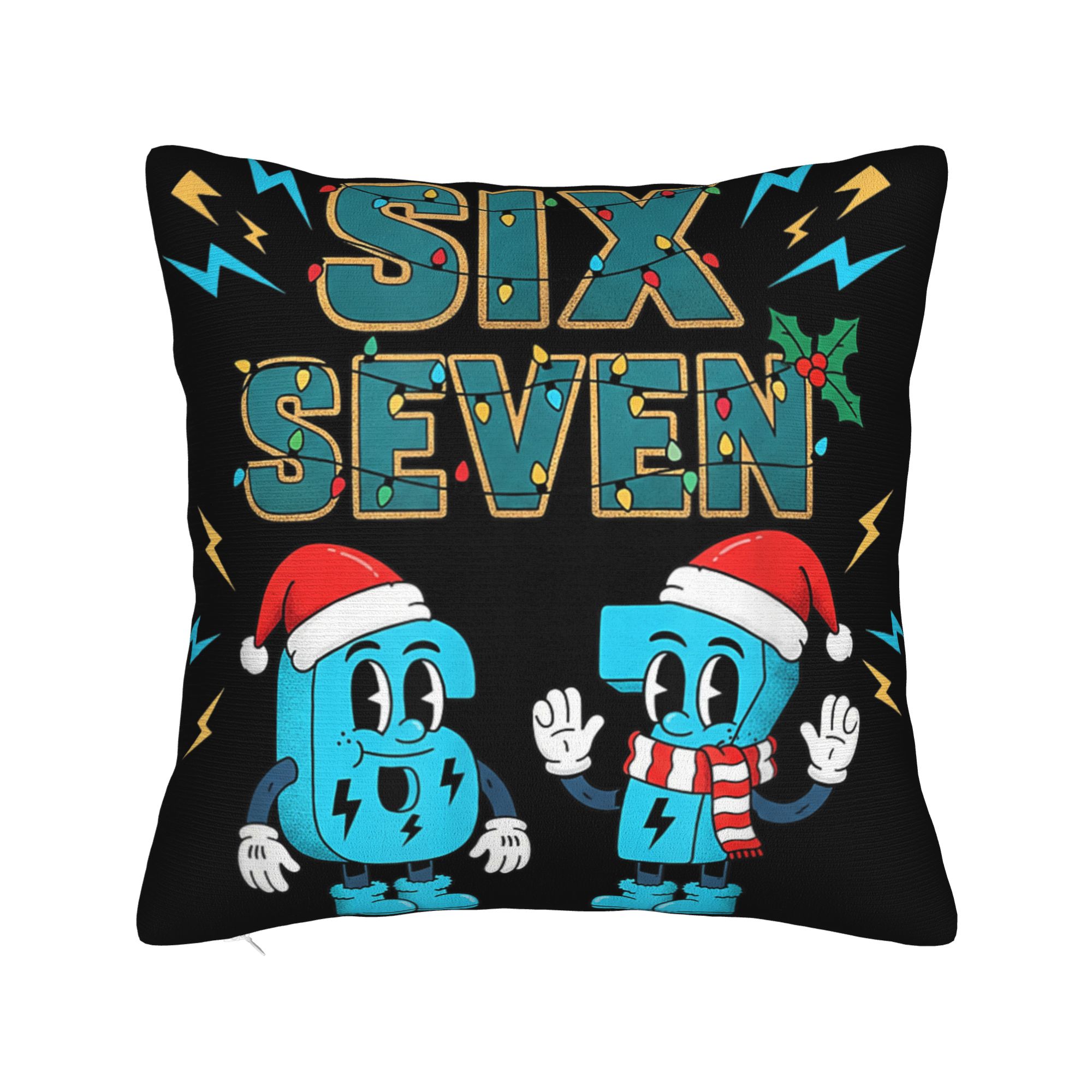 Pillow Case 67 Six Seven 6-7 Funny Italian Brainrot Gaming Meme Square Pillow Cover For Sofa Couch Bed Living Room Pillowcases 12x12Inch