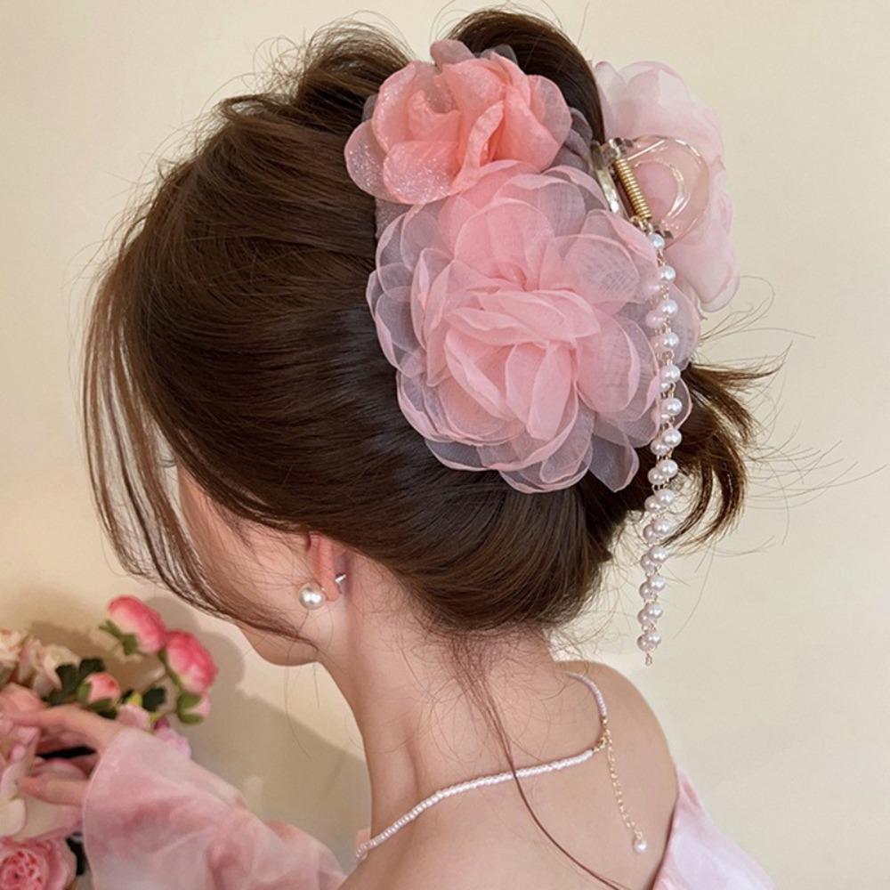 

Korea Flower Beads Duckbill Clip Sweet Side Clip Fashion Flower Hair Clip Styling Tool
