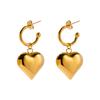 Yori Stainless Steel Metal Heart Pendant Earrings 18K Gold PVD Plated Modern Daily Jewelry for Women Charm Gift Rust Proof