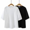 2026 Spring/Summer Plus Size Women's Round Neck Slimming Top - Three-Quarter and Short Sleeve Cotton Shirt 8624