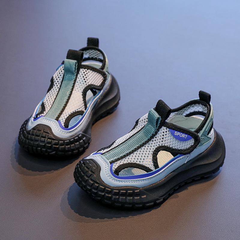

Мальчики Девочки Спортивные Сандалии Сетчатые Дышащие Детские Причинная Обувь Носки Закрытые Мягкие 2025 Лето Новые Детские Пляжные Туфли Перфорированные 26 синий