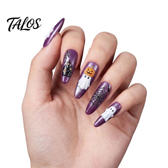Waterproof Nail Art Supplies Women Stickers for Halloween, Spooky Ghost Pumpkin Spider Web Bat Halloween Theme Decals Thorns Manicure Decal,