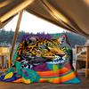 1pc Leopard Print Print Outdoor Blanket, Lightweight Polyester,