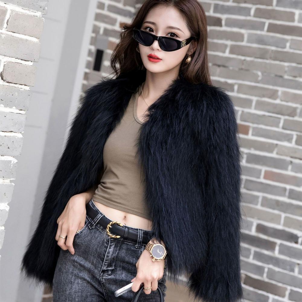 Autumn and Winter New Imitation Fox Fur Coat Female Young Small Short Slim-fitting Encrypted Padded Wool Coat