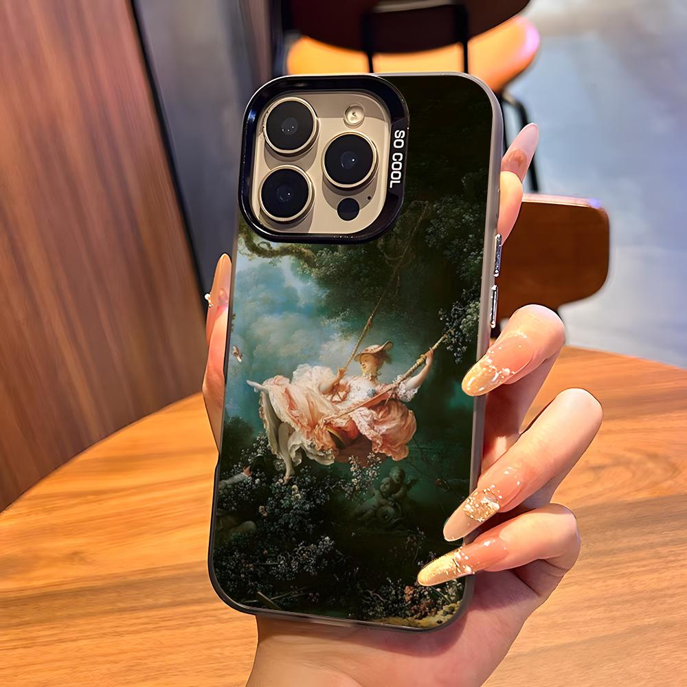 Renaissance Art Painting Phone Case For IPhone17 Air 16 15 14 Plus 13 12 11 Pro 7 8 XS Max XR Silver Black Bumper Case